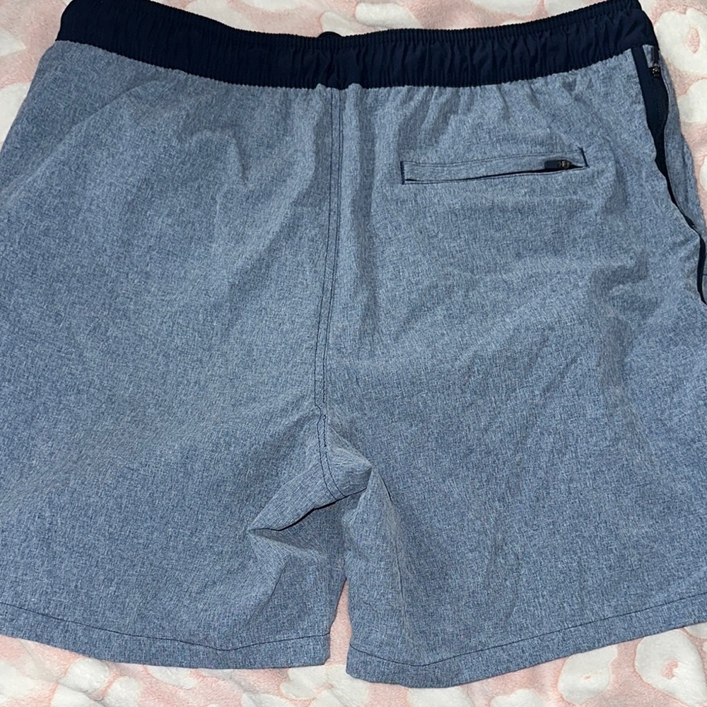 Men's Blue Drawstring Swimming Trunks - Picture 2 of 4